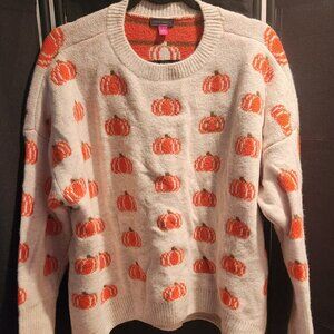Vince Camuto multi-fabric Autumn pumpkin pattern medium weight sweater